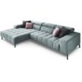 Ecksofa DIE PLANBAR "MP-IN18022 L-Form", grau (steel), B:321cm H:74cm T:190cm, 100% Polyester, Sofas, mit Kopfteilverstellung & Zierkissen, optional Sitztiefenverstellung