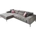 Ecksofa DIE PLANBAR "MP-IN18022 L-Form", grau (granit), B:321cm H:74cm T:190cm, 100% Polyester, Sofas, mit Kopfteilverstellung & Zierkissen, optional Sitztiefenverstellung