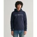 Hoodie GANT "PRINTED GRAPHIC HOODIE" Gr. S, blau (evening blue) Herren Sweatshirts