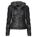 Lederjacke MUSTANG, Damen, Gr. S, schwarz, Obermaterial: 100% Lammleder / Futter: 60% Baumwolle, 40% Polyester / Ärmelfutter: 100% Polyester / Kaputze: 55% Baumwolle, 45% Polyester, Jacken