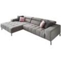 Ecksofa DIE PLANBAR "MP-IN18022 L-Form", grau (granit), B:321cm H:74cm T:190cm, 100% Polyester, Sofas, mit Kopfteilverstellung & Zierkissen, optional Sitztiefenverstellung