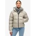 Steppjacke SUPERDRY "HOODED LUXE SPORTS PUFFER" Gr. L, oyster cream sheen, Damen, Web, Obermaterial: 60% Polyester, 40% Nylon, unifarben, Jacken