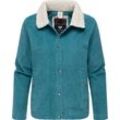 Cordjacke RAGWEAR "Walinea Corduroy" Gr. L (40), blau (ocean) Damen Jacken Stylische Jacke aus Cord mit Teddyfell-Kragen