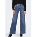 High-waist-Jeans ONLY "ONLMADISON BLUSH HW WIDE DNM CRO372 NOOS", Damen, Gr. L (40), Länge 30, blau (medium blau denim), Denim/Jeans, Obermaterial: 92% Baumwolle, 6% Elastomultiester, 2% Elasthan, modisch, Jeans