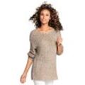 Rundhalspullover HEINE "Rundhals-Pullover", Damen, Gr. 36/38, bunt, 55% Baumwolle, 45% Polyester, gemustert, unifarben, mehrfarbig, Pullover