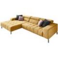 Ecksofa DIE PLANBAR "MP-IN18022 L-Form", gelb (curry), B:321cm H:74cm T:190cm, 100% Polyester, Sofas, mit Kopfteilverstellung & Zierkissen, optional Sitztiefenverstellung