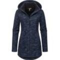 Longstrickjacke RAGWEAR "Leysha Melange", Damen, Gr. 5XL (50), blau (navy), Grobstrick, Obermaterial: 56% Baumwolle, 44% Polyester, Innenfutter: 100% Polyester, sportlich, figurumspielend ca. Mitte Oberschenkel, hoch geschlossener Ausschnitt, Langarm Ärmel ohne Ärmelschlitz abgesteppte Kante mit Daumenlöchern, Strickjacken, Sportliche Kapuzenjacke in melierter Strick-Optik