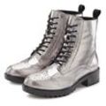 Schnürboots LASCANA, Damen, Gr. 36, silber (silberfarben), Obermaterial: 100% Schafsleder. Futter: 75% Textilmaterial, 25% Schafsleder. Decksohle: 100% Synthetik. Laufsohle: 100% Synthetik, glänzend, modisch, Schuhe, Schnürstiefelette, Ankle Boots, Leder, Schnüren & Reißverschluss