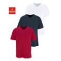 T-Shirt H.I.S Gr. 4/S, bunt (weiß, rot, marine) Herren Shirts mit V-Ausschnitt aus Baumwolle, Unterhemd, T-Shirt