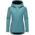 Softshelljacke RAGWEAR "Yba", Damen, Gr. L (40), blau (ocean), Softshell, Außenmaterial: 97% Polyester, 3% Elasthan, Innenmaterial: 100% Polyester, casual, figurbetont hüftbedeckend, Langarm mit Knopf,verstellbar 1-Knopf-Manschette verstellbar, Jacken, sportliche Damen Outdoorjacke mit Kapuze