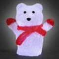 monzana® LED Figur Eisbär Acryl 18,5 x 17 x 10cm rot/weiß/schwarz