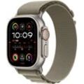 Smartwatch APPLE "Watch Ultra 2 Titanium" Smartwatches Gr. 49mm, Cellular, L, Alpine Loop, grau (olivegrün) Alpine Loop