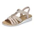 Riemchensandale RIEKER Gr. 40, beige Damen Schuhe Sommerschuh, Sandalette, Keilabsatz, mit sommerlicher Verzierung