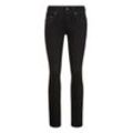 5-Pocket-Jeans G-STAR "Midge Straight", Damen, Gr. 26, Länge 30, schwarz (pitch schwarz), Denim/Jeans, Obermaterial: 92% Baumwolle, 7% Elastomultiester, 1% Elasthan, casual, straight fit, Jeans, mit Verstelllasche hinten am Bund