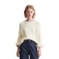 Strickpullover MARC O'POLO DENIM "aus Heavy-Weight-Organic-Cotton" Gr. L, weiß Damen Pullover