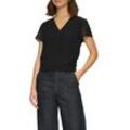 Shirtbluse S.OLIVER BLACK LABEL Gr. 38, schwarz (black) Damen Blusen in Doppel-Layer-Optik und mit V-Ausschnitt