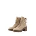 TOM TAILOR Damen Gefütterte Stiefeletten mit Block-Absatz, beige, Uni, Gr. 37