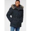 Parka BRUNO BANANI Gr. M (50), blau (marine), Herren, Obermaterial: 100% Polyester. Fellimitat: 85% Polyacryl, 15% Polyester. Futter: 100% Polyester. Wattierung: 100% Polyester, unifarben, Jacken, strapazierfähiges Material, abnehmbare Kapuze mit Fellimitat, Topseller