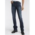 Bootcut-Jeans ARIZONA "Ultra-Stretch", Damen, Gr. 38, N-Gr, blau (schwarz, blau, used), Denim/Jeans, Obermaterial: 74% Baumwolle, 24% Polyester, 2% Elasthan, Basic, extraeng lang, Jeans, normale Passform, Baby-Bootcut, Used-Look-Waschung, Topseller