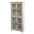 Chic Antique Weiße Shabby Vitrine mit 4 Türen, 72 x33 x 156 cm