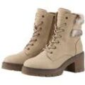 TOM TAILOR Damen Gefütterte Stiefeletten mit Block-Absatz, beige, Uni, Gr. 39