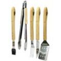 Grillbesteck-Set JIM BEAM BBQ, silber (silberfarben), Edelstahl, Holz, Grillbesteck-Sets, Geschenkset