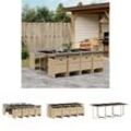 The Living Store 9-tlg. Garten-Essgruppe mit Kissen Beigemischung Poly Rattan - Gartenmöbel-Sets