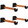 Relaxdays - 4er Set Fahrrad Wandhalterung, Fahrradaufhängung, Fahrradwandhalter, Wand, HxBxT: 9,5 x 36 x 9,5 cm, orange-schwarz