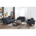 Happy Home modernes Sofaset 3tlg. Couchgarnitur 3-2-1-Sitzer dunkelgrau