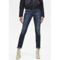 Straight-Jeans G-STAR "Midge", Damen, Gr. 28, Länge 34, blau (schwarz aged), Denim/Jeans, Obermaterial: 92% Baumwolle, 7% Polyester, 1% Elasthan, modisch, straight fit lang, Jeans, 5-Pocket-Design mit markanten Steppnähten, Topseller