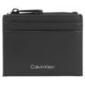 Kartenetui CALVIN KLEIN "CK MUST 10CC CARDHOLDER W/ZIP", schwarz (ck schwarz pique), Leder, Basic, Kleinlederwaren, klassisches Design mit schlichtem Markenschriftzug