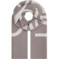 Schal CALVIN KLEIN "TWO-TONE KNIT WOOL MIX HW SCARF" grau (cinder, gray morn) Damen Modetücher mit Logoschriftzug