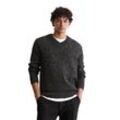 V-Ausschnitt-Pullover MARC O'POLO DENIM "aus zweifarbigem Bio-Baumwoll-Garn" Gr. L, grau Herren Pullover