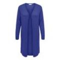 Strickjacke ONLY CARMAKOMA "CARANNIE LIFE LS LONG OPEN CARDIGAN KNT", Damen, Gr. M (46/48), blau (clematis blau), Strick, Obermaterial: 100% Polyester, unifarben, casual, V-Ausschnitt, Langarm, Strickjacken