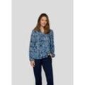 Klassische Bluse RABE "Rabe Leichte Bluse mit floralem Print" Gr. 44, blau (dunkelblau), Damen, 100%Viskose, gemustert, Blusen