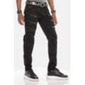 Slim-fit-Jeans CIPO & BAXX "Jeans", Herren, Gr. 31, Länge 34, schwarz, 78% Baumwolle;15% Lyocell;5% Polyester;2% Elasthan, unifarben, Basic, slim fit lang, Jeans, in Slim-Fit, CD-509