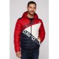 Steppjacke CAMP DAVID Gr. L, rot (flight rot), Herren, Steppware, Obermaterial: 100% Polyamid, colorblocking, Jacken, mit Colour-Blocking und Rücken-Print