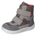 Winterstiefel RICOSTA "Uki WMS: weit" Gr. 24, grau (grau, rot), Kinder, Lederimitat, Textil, Schuhe, Klettstiefel, Snowboots, Kindergartenschuh mit Warmfutter