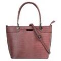 Henkeltasche CLUTY Gr. B/H/T: 30cm x 22cm x 10cm onesize, rosa (alt, rosa), Damen, Leder, Reptilienprägung, Taschen, echt Leder, Made in Italy