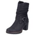 Westernstiefelette RIEKER Gr. 41, schwarz, Damen, Lederimitat, unifarben, Schuhe, Biker-Stiefelette, Blockabsatz, Warmfutter, mit gerafftem Schaft