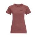 T-Shirt JACK WOLFSKIN "KAMMWEG S/S W" Gr. M (38/40), rot (apple, butter), Damen, OBERSTOFF 50% WOLLE (MERINO), 50% POLYESTER, Shirts