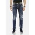 Regular-fit-Jeans CIPO & BAXX "DENIM" Gr. 30, Länge 34, blau, Herren, 99% Baumwolle;1% Elasthan, Jeans bequeme Jeans mit breiten Ziernähten, CD593