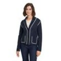 Strickjacke BETTY BARCLAY "Betty Barclay Strick-Cardigan langarm" Gr. 36, blau (dunkelblau) Damen Strickjacken Kragen