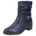 Stiefelette RIEKER Gr. 38, blau (navy) Damen Schuhe Boots, Blockabsatz, mit gerafftem Schaft, schmale Form