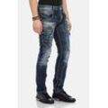 Regular-fit-Jeans CIPO & BAXX "DENIM" Gr. 29, Länge 34, blau Herren Jeans bequeme mit Kontrastnähten, CD584