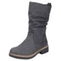 Winterstiefel RIEKER Gr. 37, grau (dunkelgrau), Damen, Lederimitat, Schuhe, Klassik-Stiefel, Blockabsatz, slouchy Schaft, mit Warmfutter, Topseller