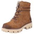 Winterstiefelette RIEKER, Damen, Gr. 36, braun (braun used), Lederimitat, sportlich, Schuhe, Schnürboots, Winterboots, Profilsohle, mit Innenreißverschluss