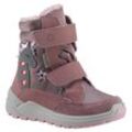 Snowboots RICOSTA "Annika WMS: Normal" Gr. 25, lila (fliederfarben), Kinder, Textil, Lederimitat, Glitzer, Schuhe, Winterboots, Klettstiefel, Kindergartenschuh mit Blinkfunktion