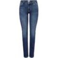 Straight-Jeans ONLY "ONLALICIA REG STRT DNM DOT879" Gr. 30, Länge 34, blau (medium blau denim), Damen, Denim/Jeans, Obermaterial: 93% Baumwolle, 5% Elastomultiester, 2% Elasthan, Abriebeffekte, Jeans