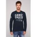 Langarmshirt CAMP DAVID Gr. XXL, blau (blue navy) Herren Shirts mit mehreren Prints